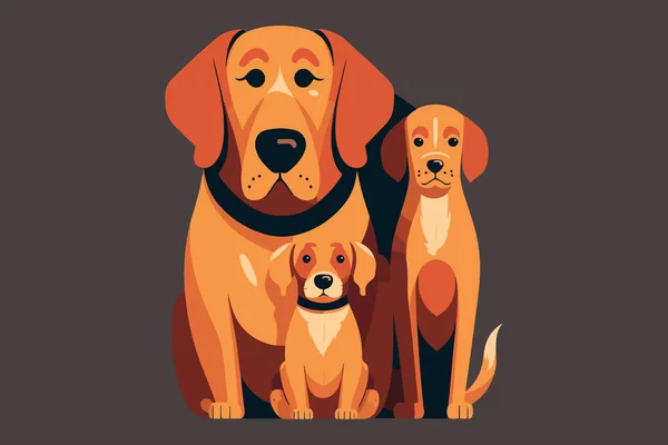 Family Dogs Vector Illustration — Stock Vector
