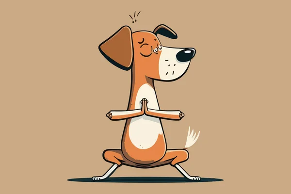 Dog Playing Yoga Vector Illustration — Stock Vector
