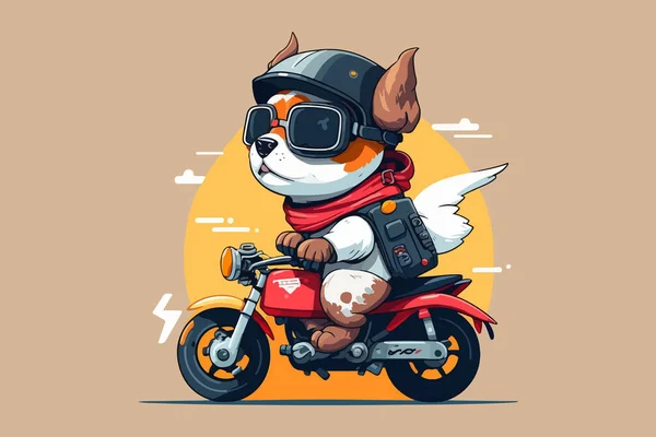 Собака Їде Мотоциклі Вектор — стоковий вектор