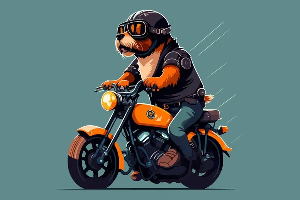 Hund Fährt Motorrad — Stockvektor