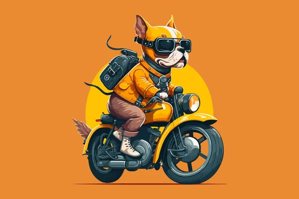 Cão Montando Vetor Moto — Vetor de Stock