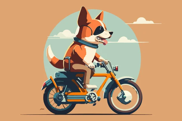 Perro Montando Vector Motocicleta — Archivo Imágenes Vectoriales