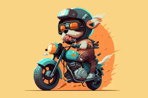 狗骑摩托车病媒 — 图库矢量图片