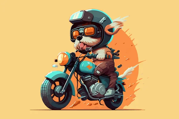 Dog Riding Motorcycle Vector — Stock Vector