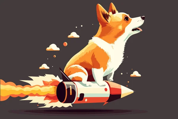 Собака Ракетном Векторе — стоковый вектор