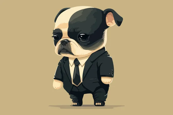 Dog Boss Baby Stil Bär Svart Kostym — Stock vektor