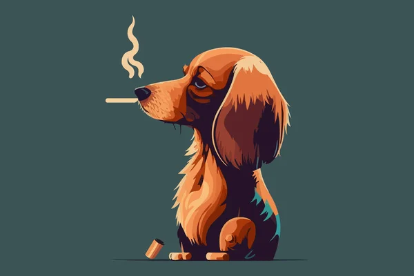 Perro Fumar Vector Ilustración — Archivo Imágenes Vectoriales