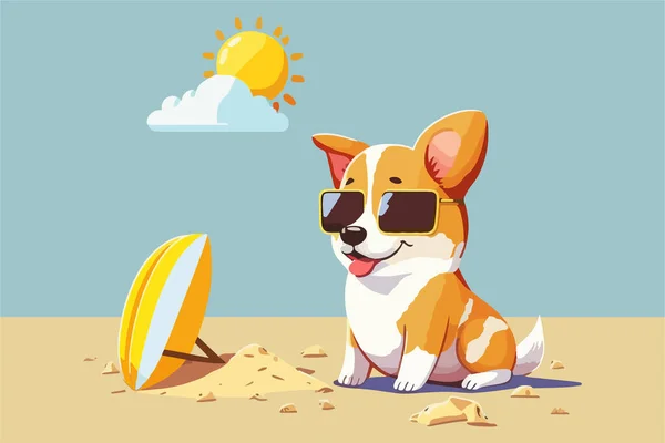 Σκύλος Καλοκαίρι Διανυσματική Απεικόνιση — Διανυσματικό Αρχείο