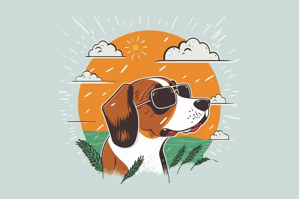 Hund Sommer Vektor Illustration — Stockvektor