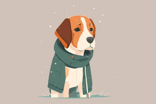 Hund Vinter Vektor Illustration — Stock vektor