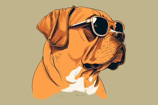 Anjing Memakai Vektor Kacamata Hitam - Stok Vektor