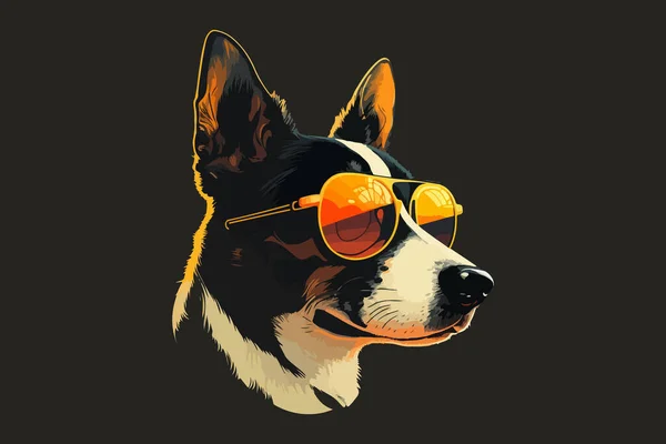 Σκύλος Φοράει Γυαλιά Ηλίου Διάνυσμα — Διανυσματικό Αρχείο