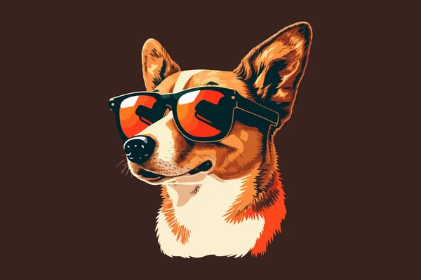 Dog Wearing Sunglasses Vector — Stock Vector