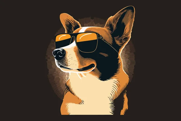 Dog Wearing Sunglasses Vector — Stock Vector