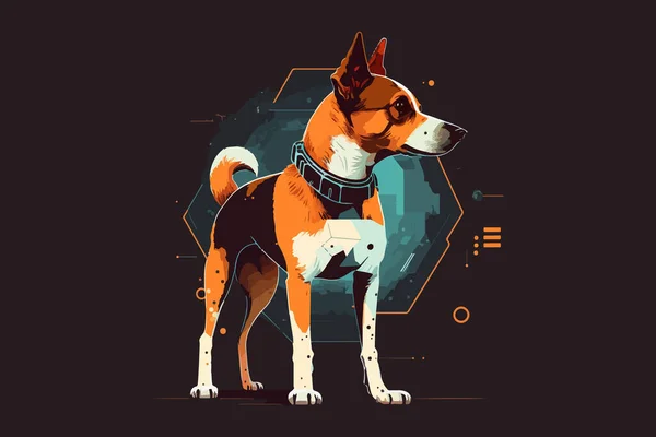 Ilustrasi Vektor Sci Dog - Stok Vektor