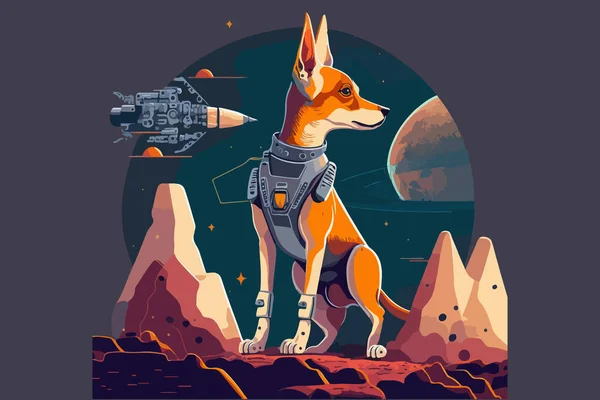 Sci Dog Vektor Illustration — Stockvektor
