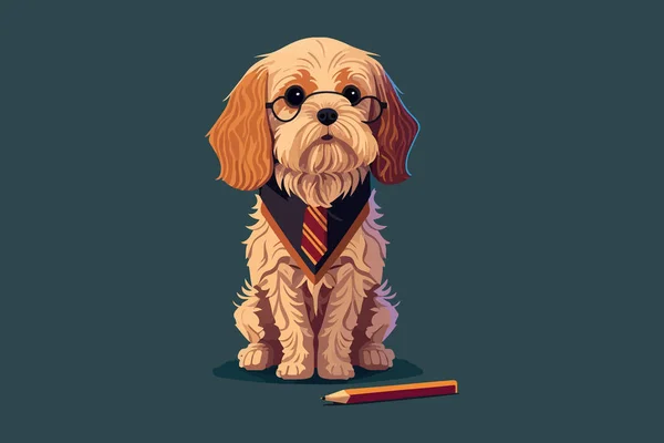 ウィザード犬のスタイルのベクトルイラスト — ストックベクタ