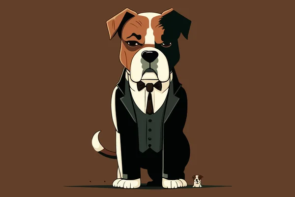 犬のゴッドファーザースタイルのベクトルイラスト — ストックベクタ