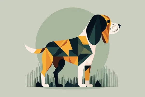 Hund Volkskunst Stil Vektor Illustration — Stockvektor