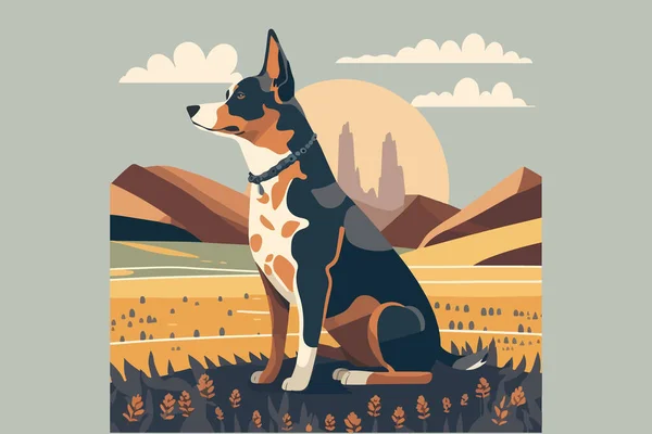 Dog Folk Art Style Vector Illustration — Stock Vector