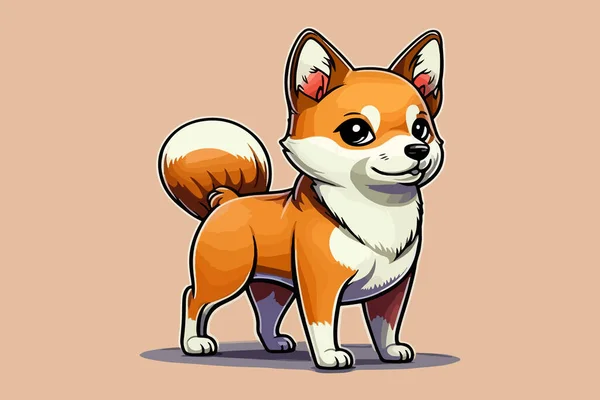 Dog Kawaii Character Cartoon Vector — Stock Vector