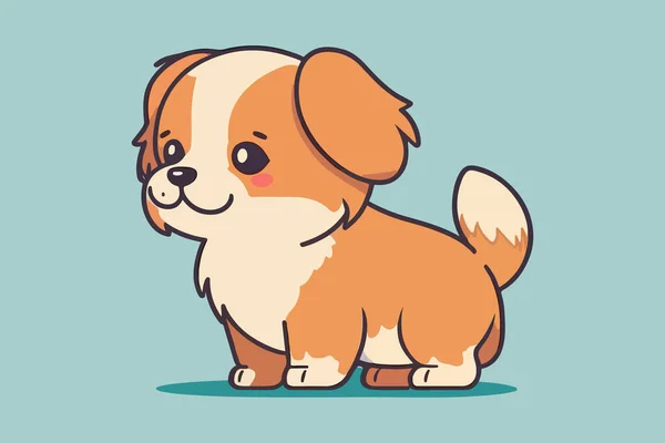 Cão Kawaii Personagem Cartoon Vector — Vetor de Stock