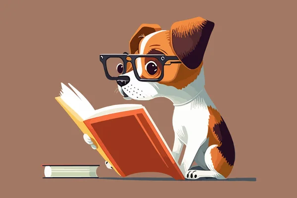 Pes Čtení Vektorové Ilustrace — Stockový vektor