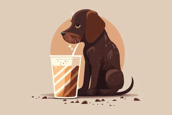 Dog Beber Café Vetor Ilustração — Vetor de Stock