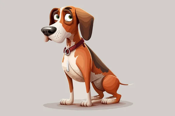 Hond Full Body Karakter Cartoon Vector Illustratie — Stockvector