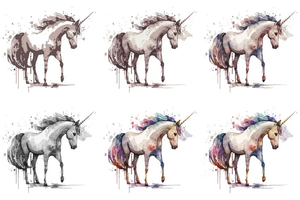 Acuarela Unicornio Vector Ilustración — Vector de stock