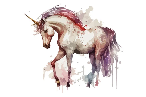 Illustrazione Vettoriale Unicorno Acquerello — Vettoriale Stock