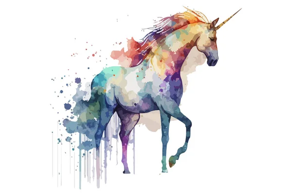 Illustration Vectorielle Licorne Aquarelle — Image vectorielle