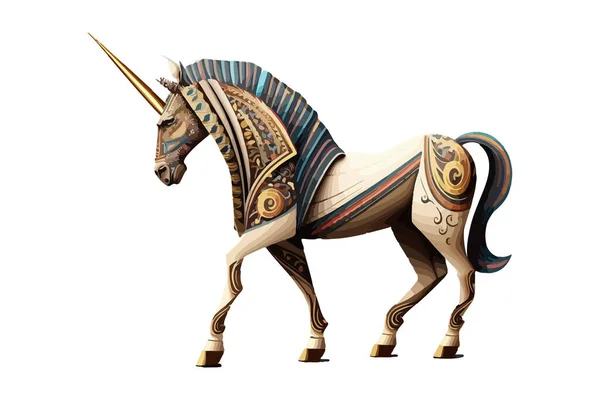 Pharaonic Unicorn Vector Illustration - Stok Vektor