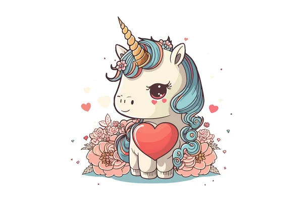 stock vector Unicorn Valentine Vector Illustration