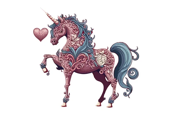 Unicorn Valentine Vector Illustration — Stock Vector