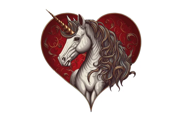 Unicorn Valentine Vector Illustration - Stok Vektor