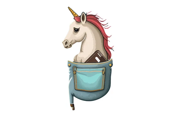 Unicorn Pocket Vector Illustration - Stok Vektor