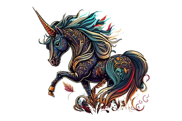 Вектор Стиля Народного Искусства Unicorn — стоковый вектор