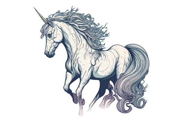 Unicorn Manga Style Vector Illustration — стоковий вектор