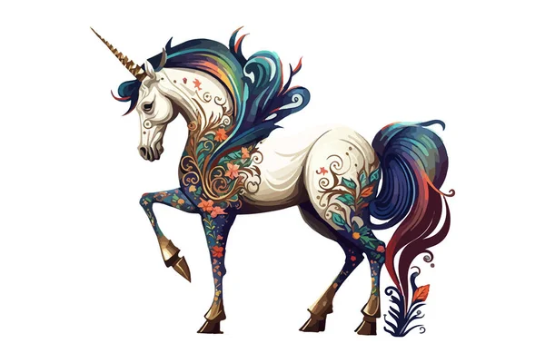 Unicorn Full Body Character Vector Illustration — 스톡 벡터