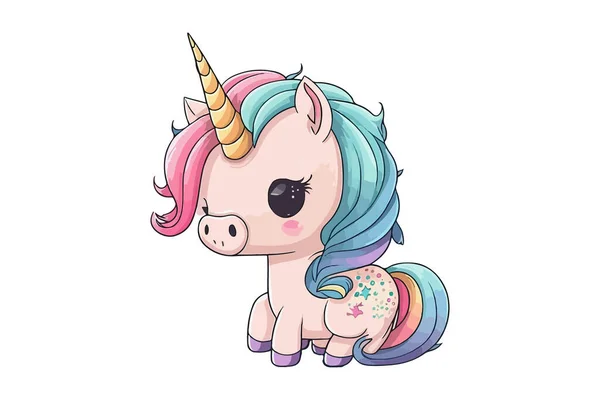 Baby Unicorn Cartoon Character Vector Illustration — Stock Vector