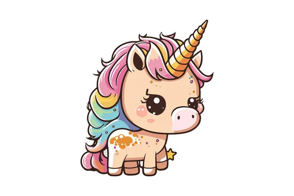 Personaje Dibujos Animados Unicornio Bebé Vector Ilustración — Vector de stock