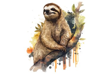 Watercolor Sloth Vector Illustration clipart