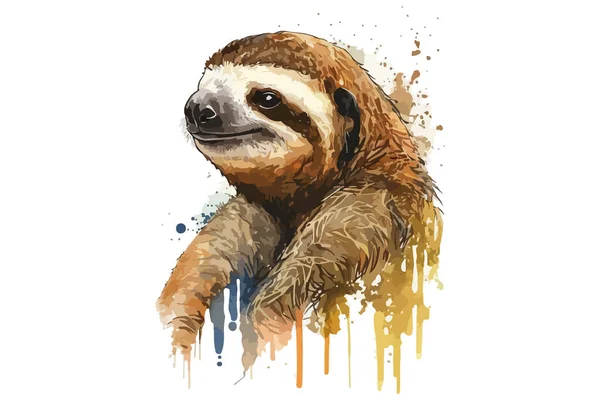 stock vector Watercolor Sloth Vector Illustration