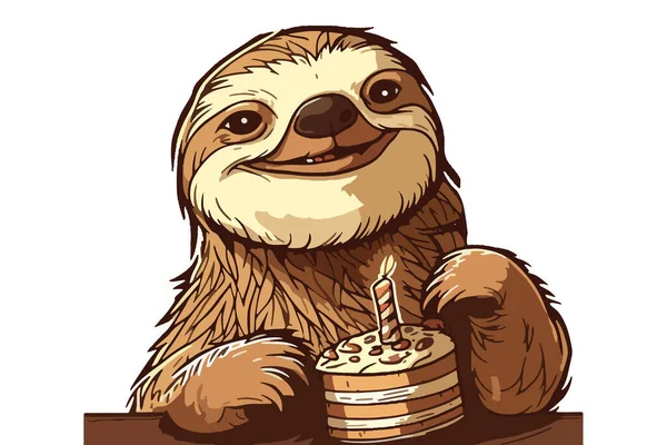 Εικονογράφηση Διάνυσμα Γενεθλίων Sloth — Διανυσματικό Αρχείο