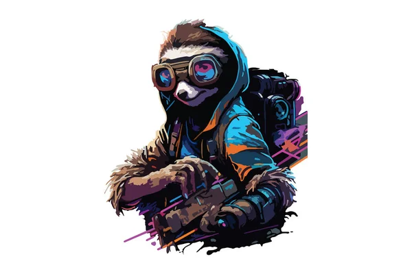 Διάνυσμα Στυλ Sloth Cyberpunk — Διανυσματικό Αρχείο