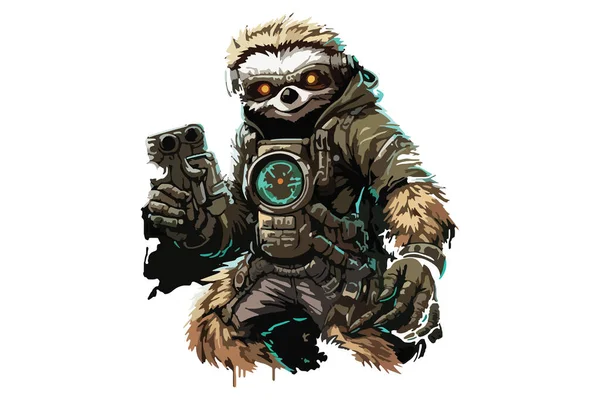 Sloth Cyberpunk Stílus Vektor — Stock Vector