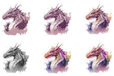 Watercolor dragon vector illustration clipart