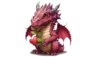 Dragon Valentine Biçimli Vektör İllüstrasyonu