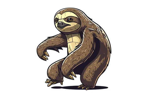 Sloth Gioco Stile Personaggio Vettoriale Illustrazione — Vettoriale Stock